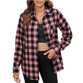 Flannel Shirt for Women, Plaid Western Cowgirl Button Down Shirt, Long Sleeve Oversized Casual Top