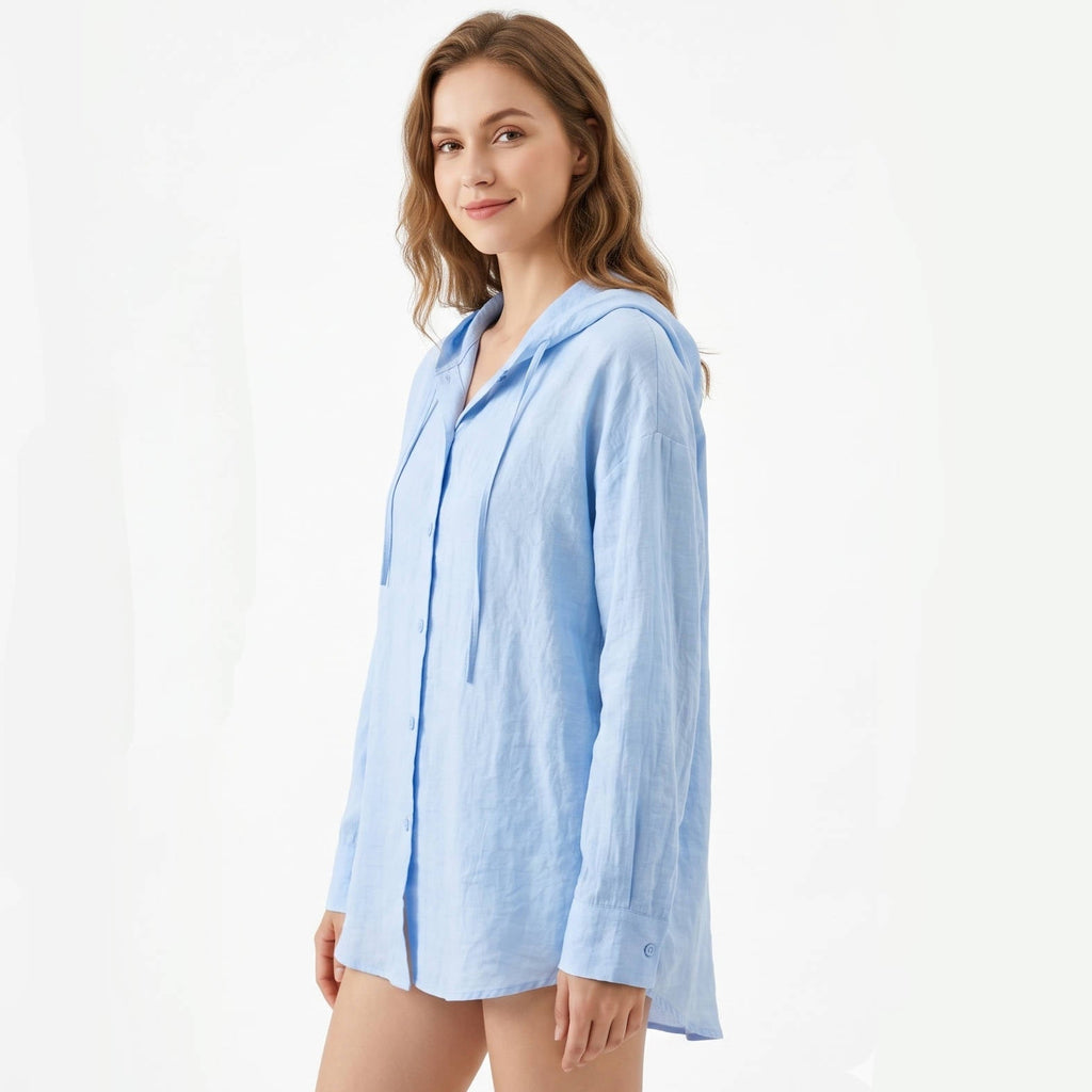 Lightweight Button Hoodie, Casual Hooded Sweatshirt for Daily Comfort and Style