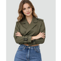 Women's Belted Trench Coat with Double Breasted Closure and Adjustable Waist Tie