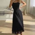 Womens Midi Dress with Square Neckline and Fitted Bodice, A-Line Skirt