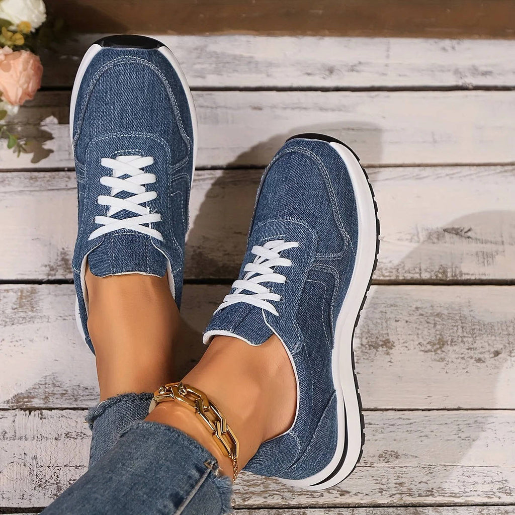 Orthopedic Denim Sneakers with Cushioned Insole for Walking and Daily Use