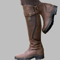 Womens Knee-High Boots with Arch Support and Adjustable Buckle Strap